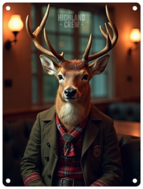 Red Deer Highland Crew Metalen wandbord 40 x 30 cm .