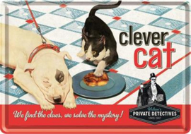 Clever Cat Metalen Postcard 10 x 14 cm.