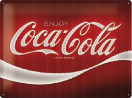 Coca-Cola - Logo Red Lights​.  Metalen wandbord in reliëf 30 x 40 cm.