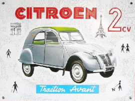 Citroen 2cv Metalen wandbord 30 x 40 cm.