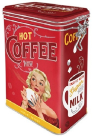 Hot Coffee Now .  Bewaarblik met beugelsluiting.