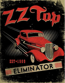 ZZTop Eliminator.  Metalen wandbord 31,5 x 40,5 cm.