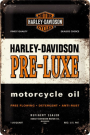 Harley-Davidson Pre-Luxe Motorcycle Oil Metalen wandbord in reliëf 20x30 cm