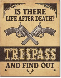 Is There Life After Death Metalen wandbord 31,5 x 40,5 cm.