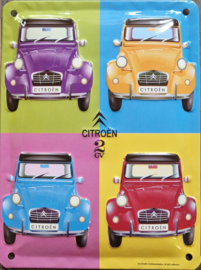 Citroen 2CV Warhol  Metalen wandbord in reliëf 15 x 20 cm.