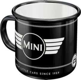 Mini Logo Black. Emaille Drinkbeker