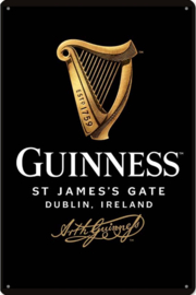 Guinness Harp. Metalen wandbord in reliëf 20 x 30 cm.