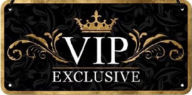 VIP Exclusive.  Metalen wandbord in reliëf 10 x 20 cm.
