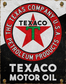 Texaco Motor Oil.   Metalen wandbord 31,5 x 40,5 cm.