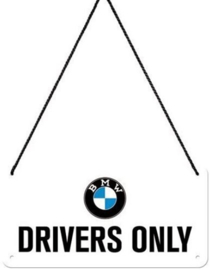 BMW Drivers Only Metalen wandbord 10 x 20 cm.