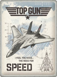 Top Gun Jet .  Metalen wandbord in reliëf 30 x 40 cm.