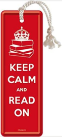 Keep Calm and Read On  Metalen boekenlegger 15 x 5 cm.