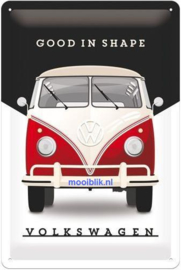 VW Bulli Good In Shape Metalen wandbord in reliëf 20 x 30 cm
