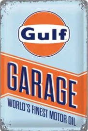 Gulf Garage.  Metalen wandbord in reliëf 20 x 30 cm.