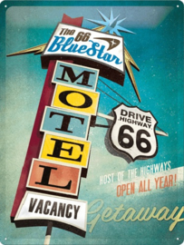 Motel Highway 66. Metalen wandbord in reliëf 30 x 40 cm.