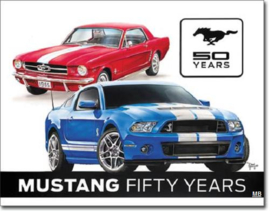 Ford Mustang 50 Years Metalen wandbord 31,5 cm  x 40,5 cm.