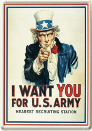 I Want You For U.S. Army.  Metalen Postcard 10 x 14 cm.