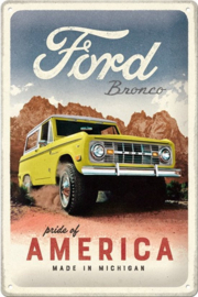 Ford Bronco Pride of America.  Metalen wandbord in reliëf 20 x 30 cm