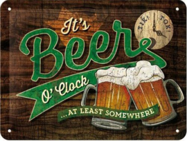 Tick Tock Beer o' Clock 2 Metalen wandbord in reliëf 15 x 20 cm