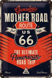 Route 66 The Ultimate Road Trip. Metalen wandbord in reliëf 20 x 30 cm.