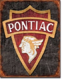 1930 Pontiac Logo.  Metalen wandbord 31,5 cm  x 40,5 cm..