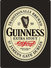 Guinness Extra Stout. Metalen wandbord in reliëf 30 x 40 cm.
