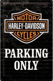 Harley Davidson Parking Only  Metalen wandbord in reliëf 40 x 60 cm.