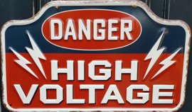 Danger High Voltage 2. Metalen wandbord in reliëf 40 x 24 cm