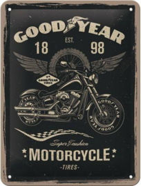 GoodYear 1898 Metalen wandbord in reliëf 15 x 20 cm.
