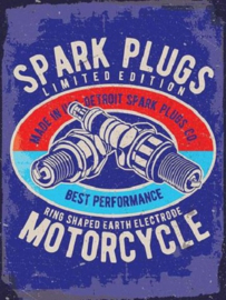 Spark Plugs Motorcycle. Metalen wandbord 30 x 40 cm.