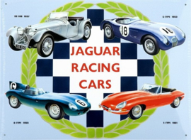 Jaguar Racing Cars Collage.   Metalen wandbord 30 x 40 cm.