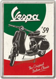 Vespa Italian Classic Metalen Postcard 10  x 14 cm.