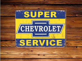 Super Chevrolet Service  Metalen wandbord 31,5 x 40,5 cm.