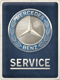 Mercedes-Benz Service Emblem Blue.  Metalen wandbord in reliëf 30 x 40 cm .