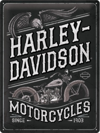 Harley-Davidson - Motorcycles .Metalen wandbord in reliëf 30 x 40 cm.