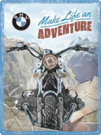 BMW Make Life an Adventure.  Metalen wandbord in reliëf 30x40 cm.