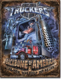 Truckers - Backbone Of America.  Metalen wandbord 31,5 x 40,5 cm.