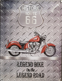 Route 66 Indian. Metalen wandbord in reliëf 30 x 40 cm.