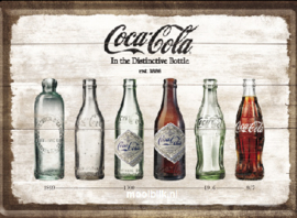 Coca Cola Timeline Metalen Postcard 10 x,14 cm