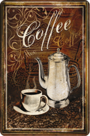Coffee.  Metalen wandbord  20 x 30 cm.