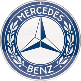 Mercedes Benz Logo.   Metalen wandbord in reliëf Ø 35 cm.
