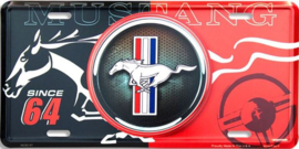 Mustang Since 64.  Aluminium wandbord  15 x 30 cm.