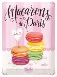 Macarons de Paris Metalen wandbord in reliëf 30 x 40 cm