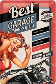 Best Garage For Motorcycles  Metalen wandbord in relief 20 x 30 cm