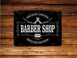 Sharp Blades - Clean Fades Barbershop.  Metalen wandbord 30 x 40 cm.