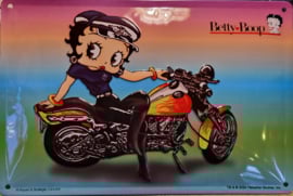 Betty Boop Biker Babe.  Metalen wandbord in reliëf 20 x 30 cm.