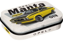 Opel Manta GT/E.  Mint boxje 4 x 6 x 1,6 cm.