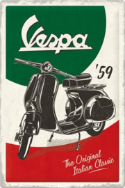 Vespa - The Italian Classic. Metalen wandbord in reliëf 40 x 60 cm.