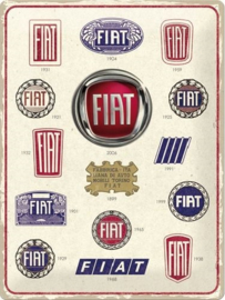 Fiat - Logo Evolution.  Metalen wandbord in reliëf 30 x 40 cm