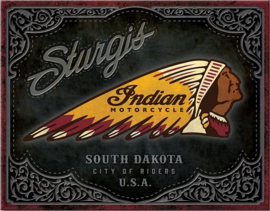 Indian Motorcycle Sturgis .  Metalen wandbord 31,5 x 40,5 cm